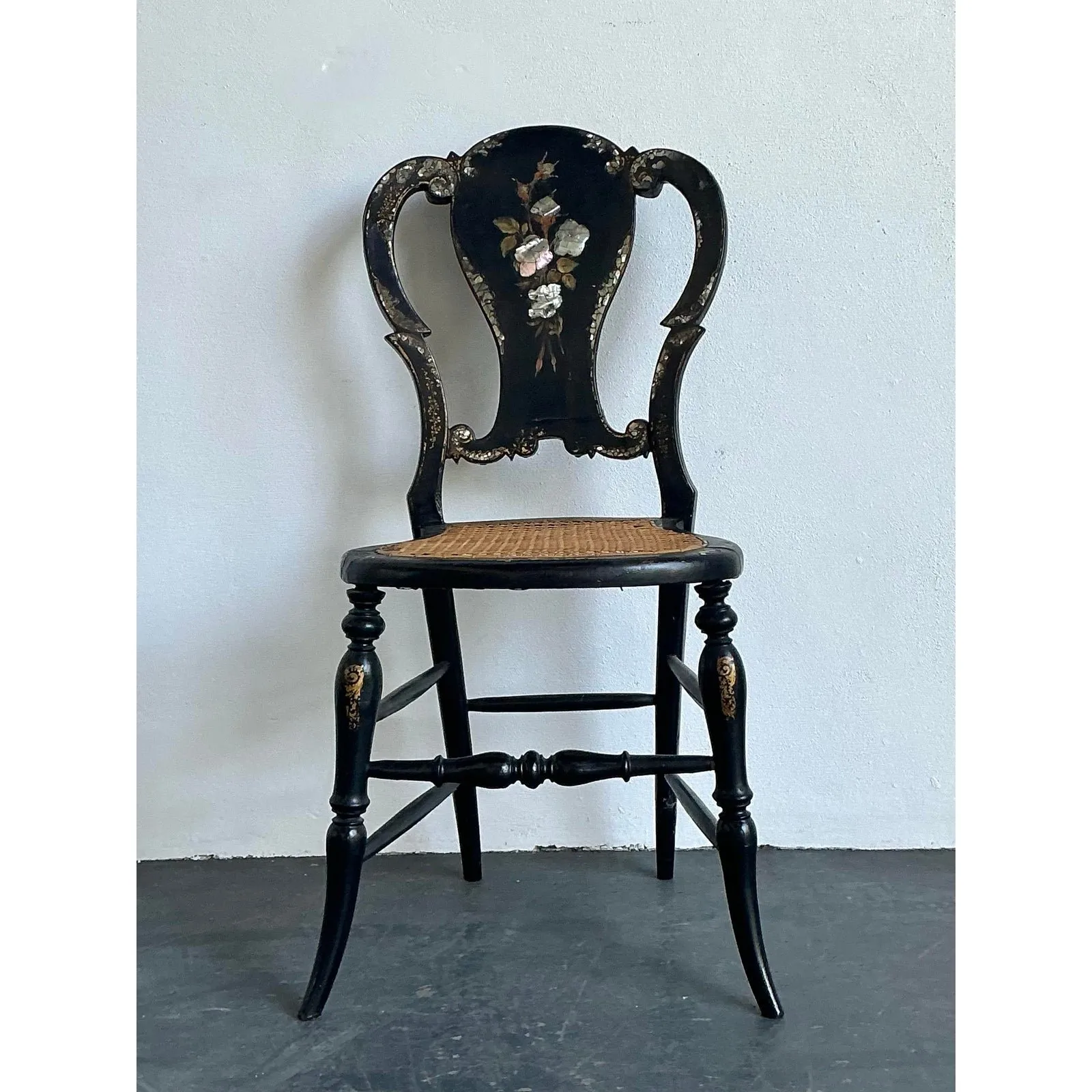 Vintage Paper Mache Inlay Chair - Shell, 17.5W x 33.25H — additional photo 3