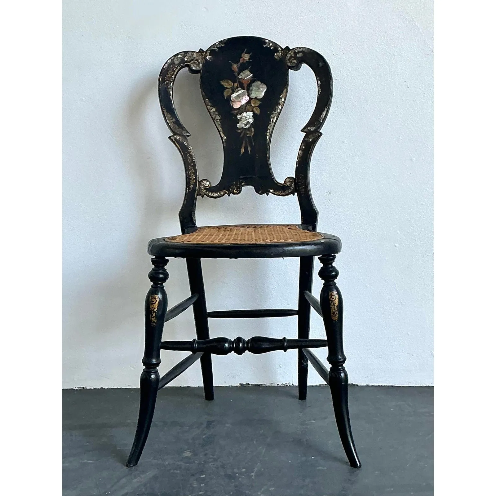 Vintage Paper Mache Inlay Chair - Shell, 17.5W x 33.25H — additional photo 2