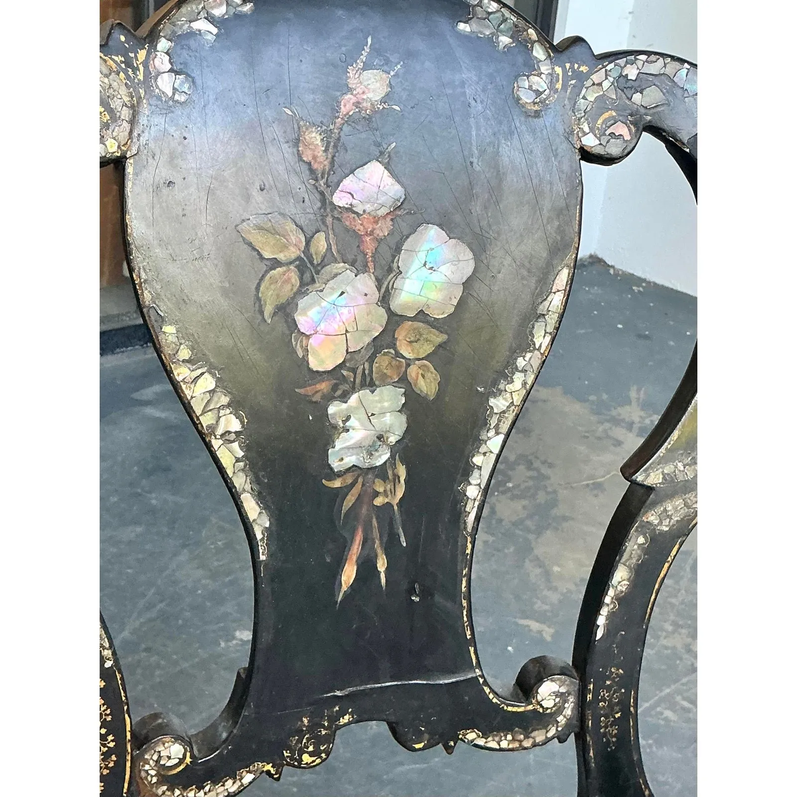 Vintage Paper Mache Inlay Chair - Shell, 17.5W x 33.25H — additional photo 7