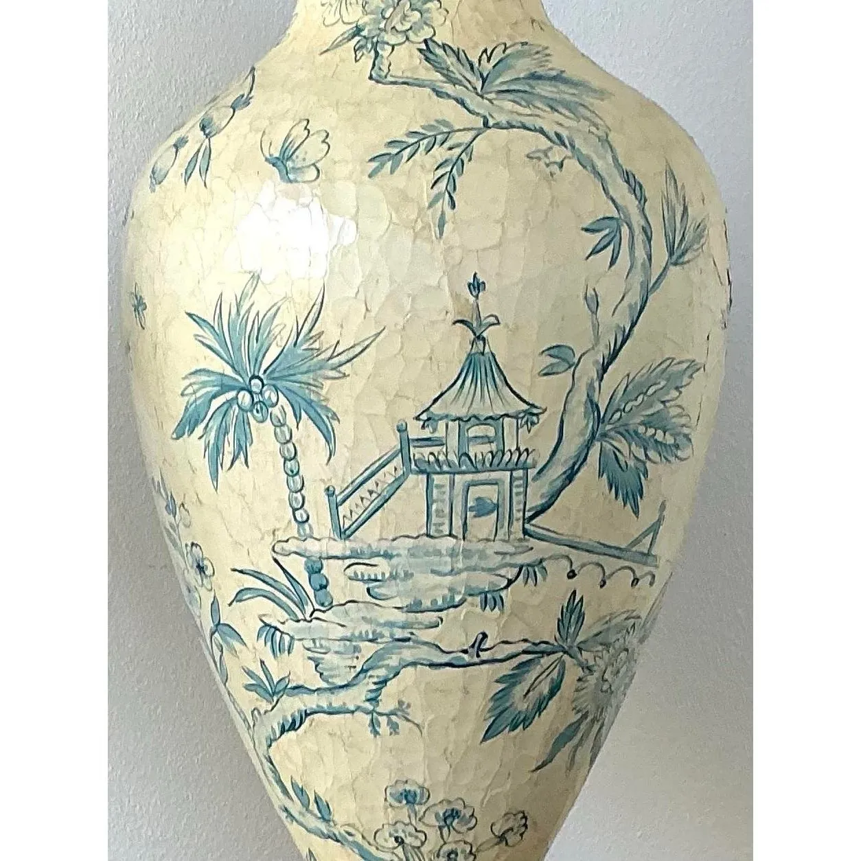 Vintage Crackle Finish Blue Willow Urns - A Pair — additional photo 2