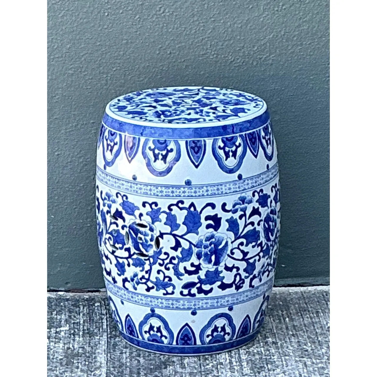 Vintage Asian Glazed Ceramic Garden Stool