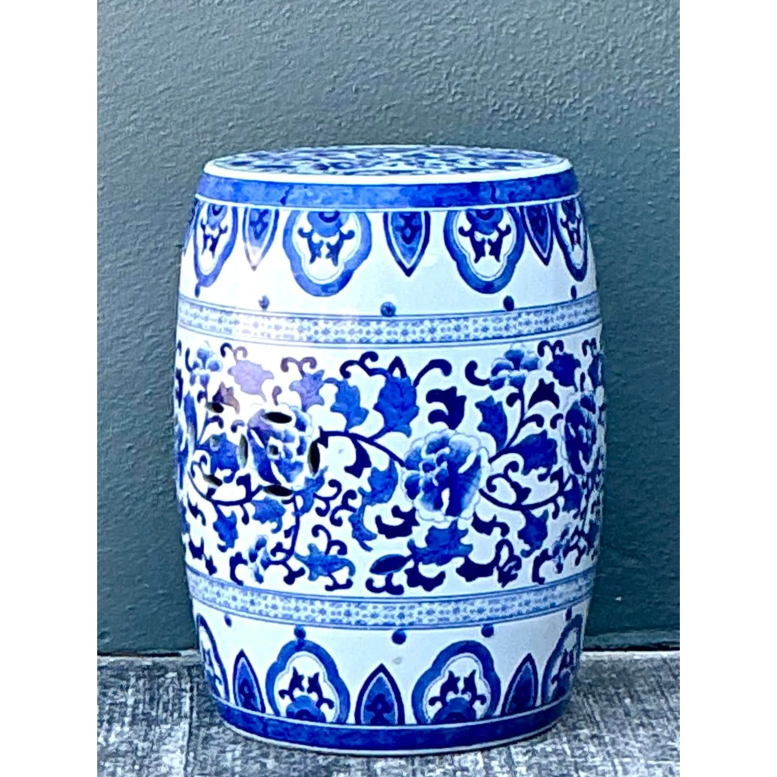 Vintage Asian Glazed Ceramic Garden Stool — additional photo 2