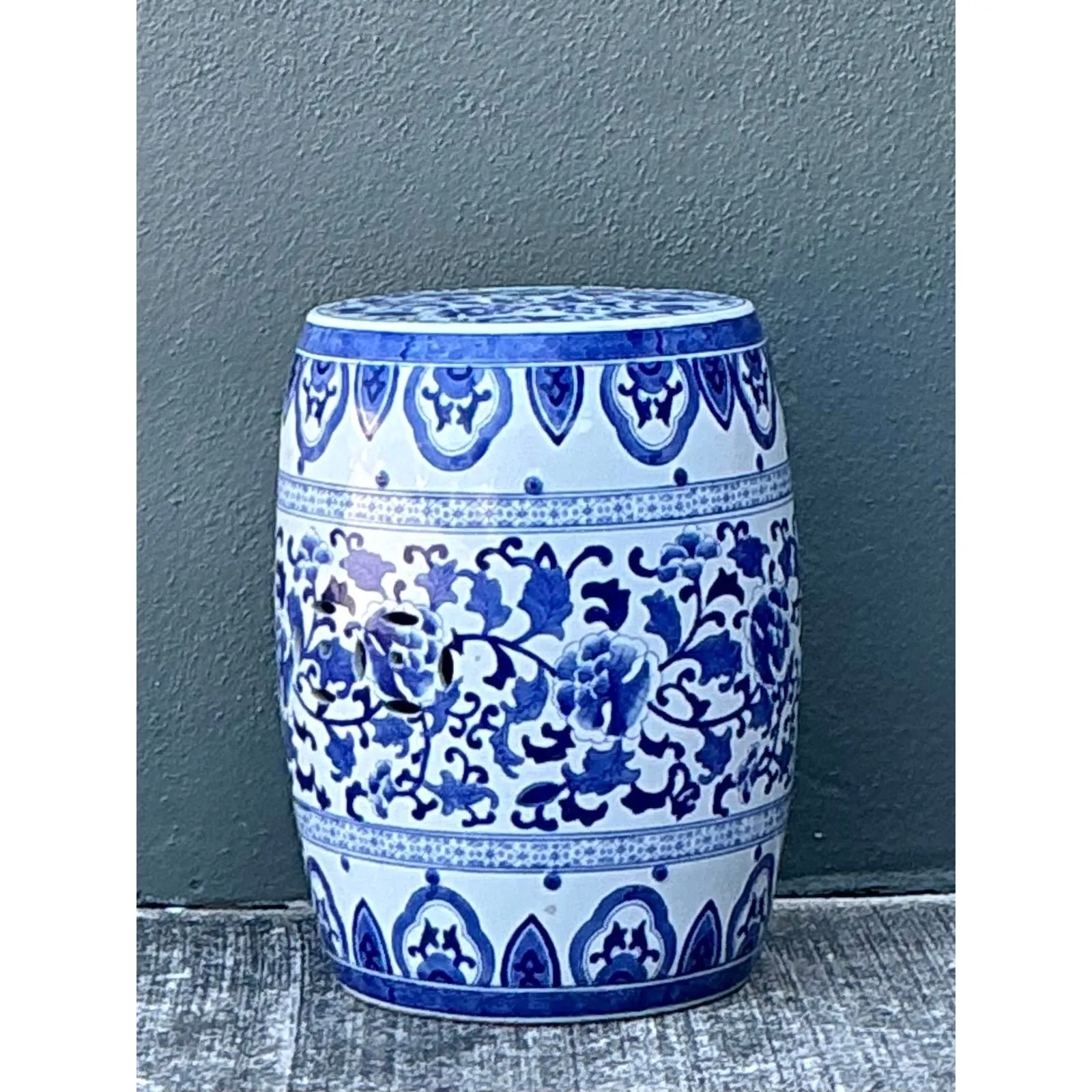 Vintage Asian Glazed Ceramic Garden Stool — additional photo 1