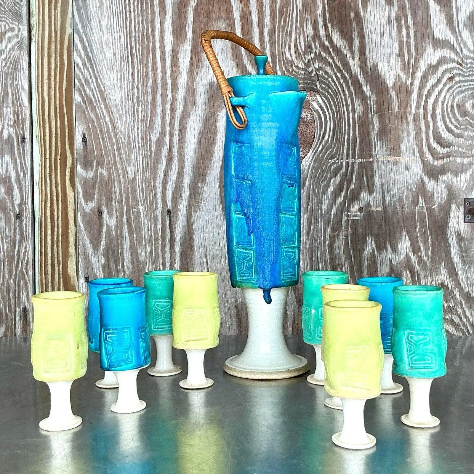 Vintage Mid-Century Modern Studio Pottery Pitcher Set- 11 Pieces — additional photo 2