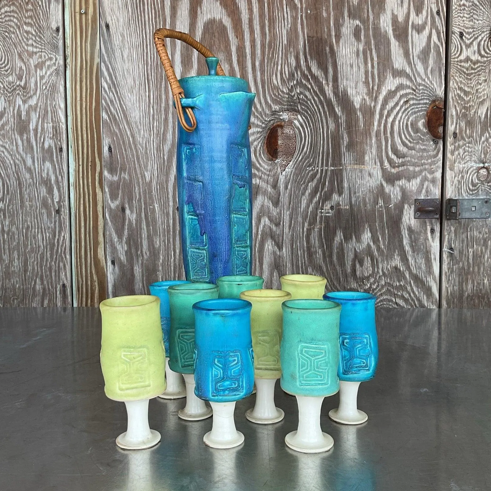 Vintage Mid-Century Modern Studio Pottery Pitcher Set- 11 Pieces — additional photo 4
