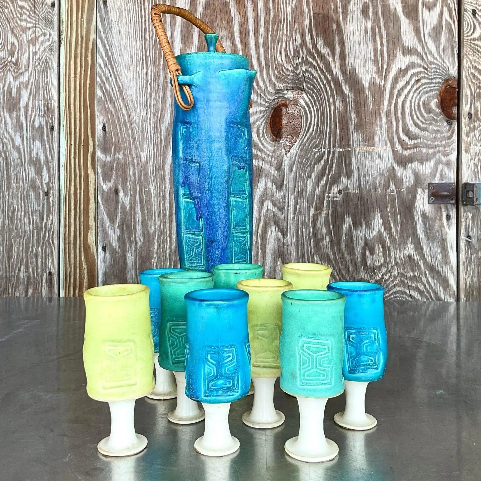 Vintage Mid-Century Modern Studio Pottery Pitcher Set- 11 Pieces — additional photo 5