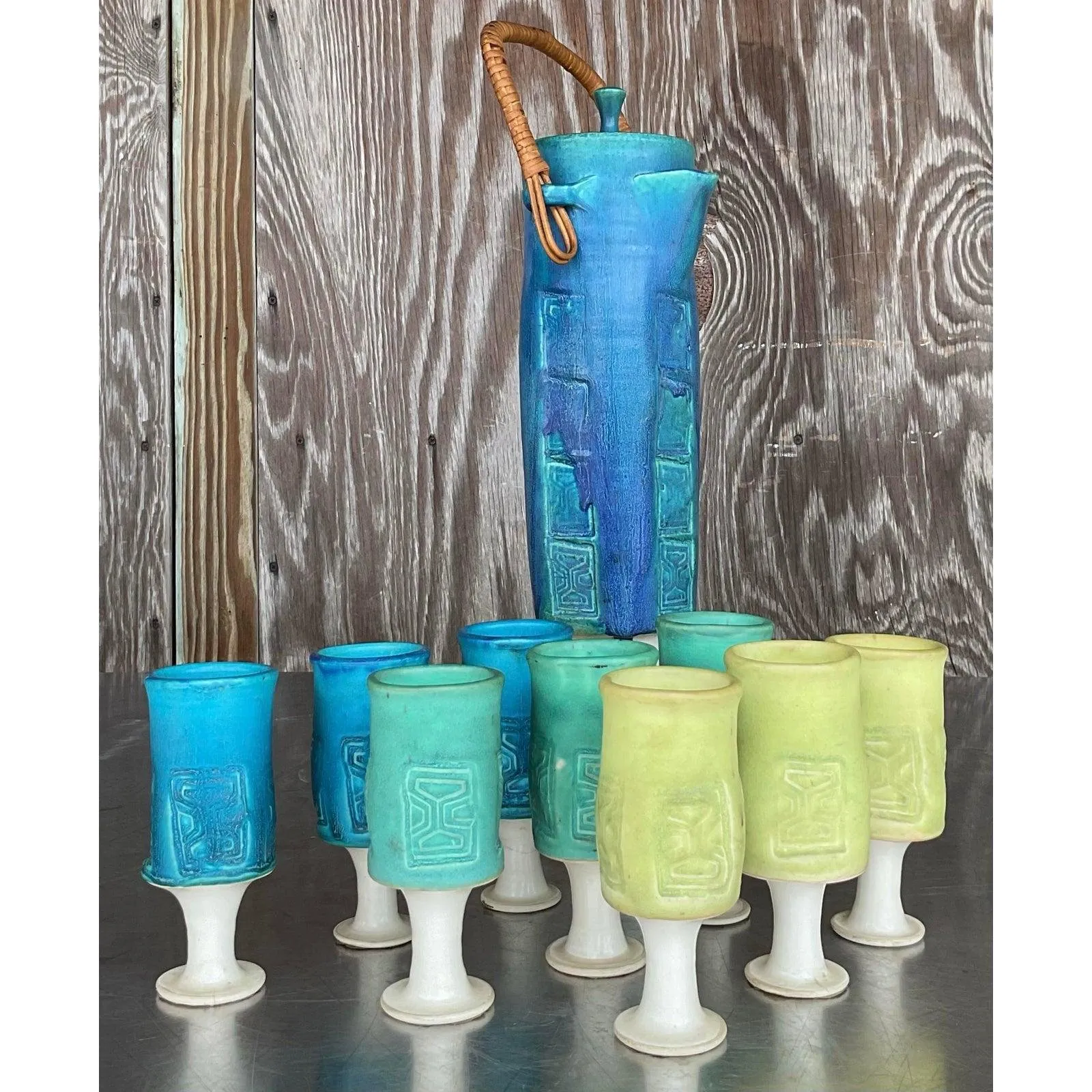 Vintage Mid-Century Modern Studio Pottery Pitcher Set- 11 Pieces — additional photo 6
