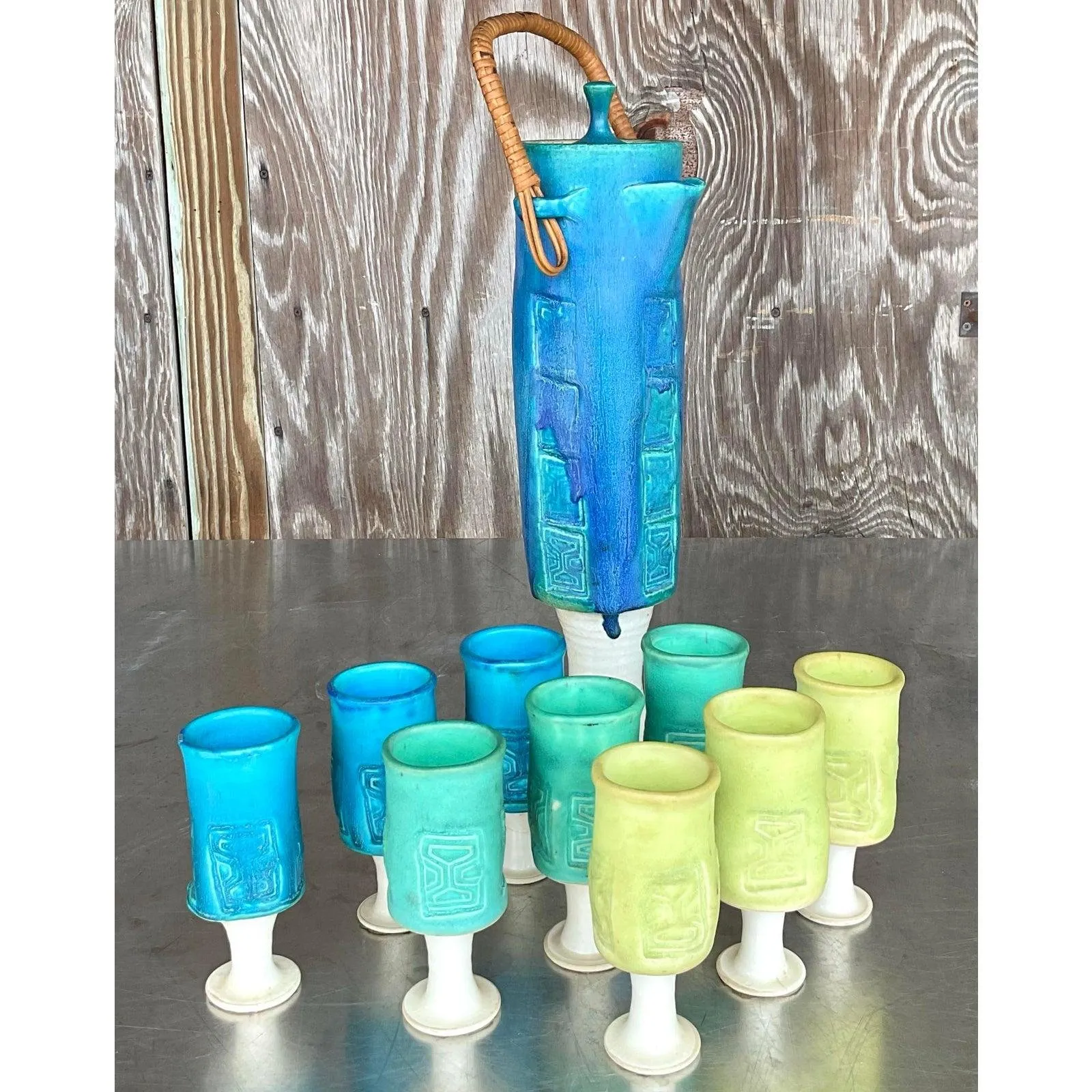 Vintage Mid-Century Modern Studio Pottery Pitcher Set- 11 Pieces — additional photo 7