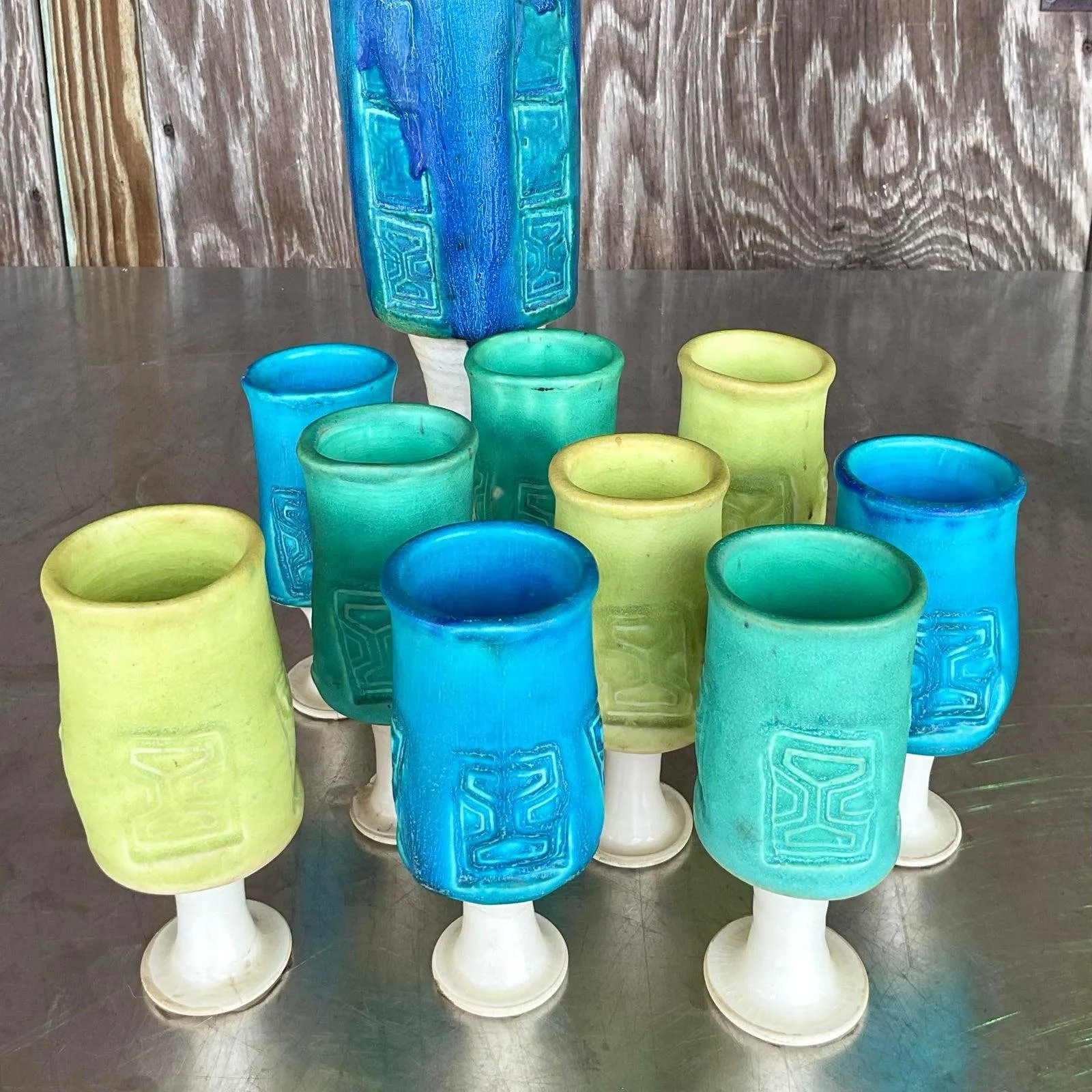 Vintage Mid-Century Modern Studio Pottery Pitcher Set- 11 Pieces — additional photo 8