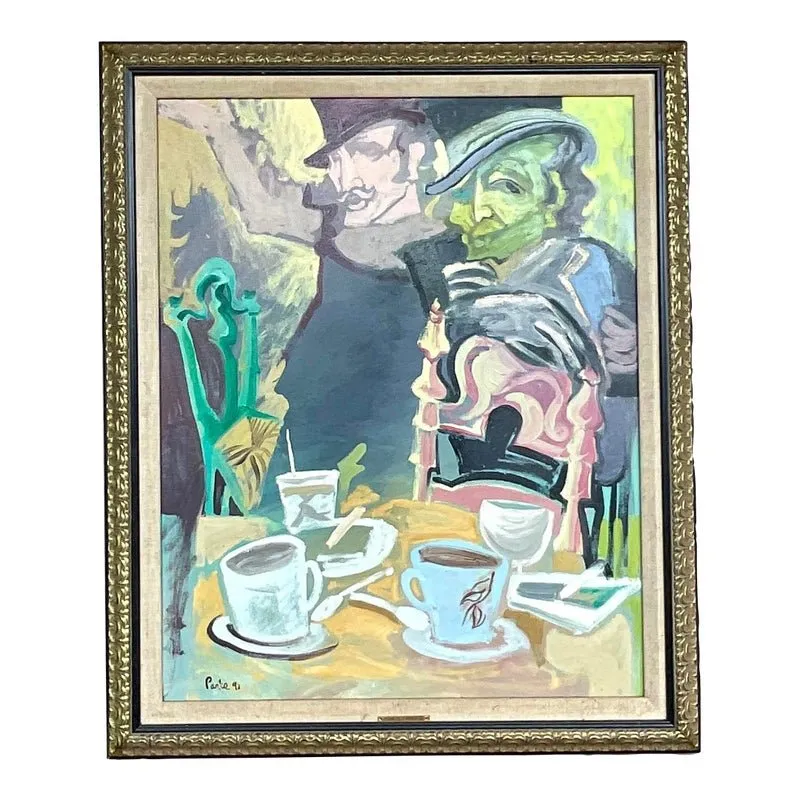 Vintage Boho Original Oil Painting on Canvas Signed — additional photo 1