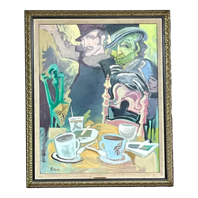 Vintage Boho Original Oil Painting on Canvas Signed — additional photo 1
