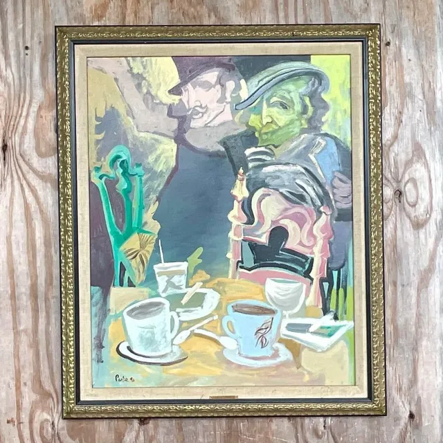 Vintage Boho Original Oil Painting on Canvas Signed — additional photo 2