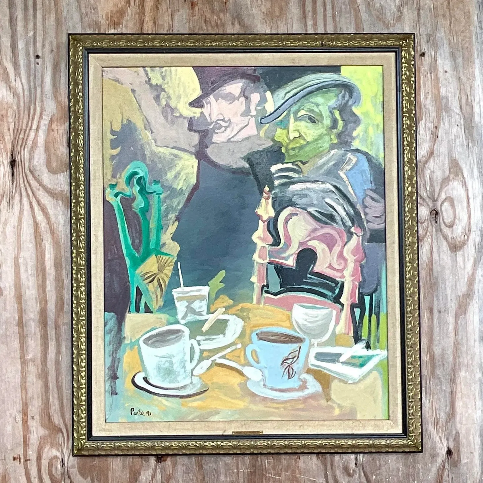 Vintage Boho Original Oil Painting on Canvas Signed — additional photo 3