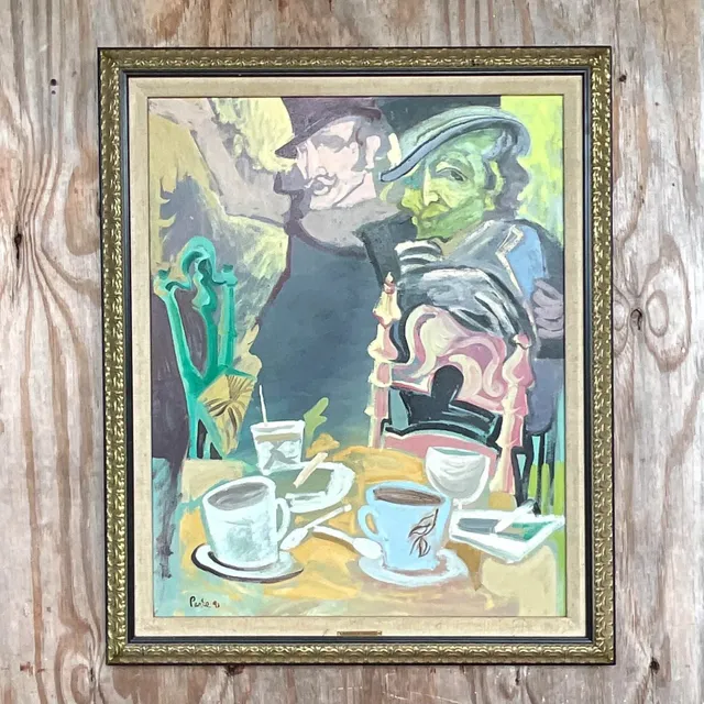Vintage Boho Original Oil Painting on Canvas Signed — additional photo 5