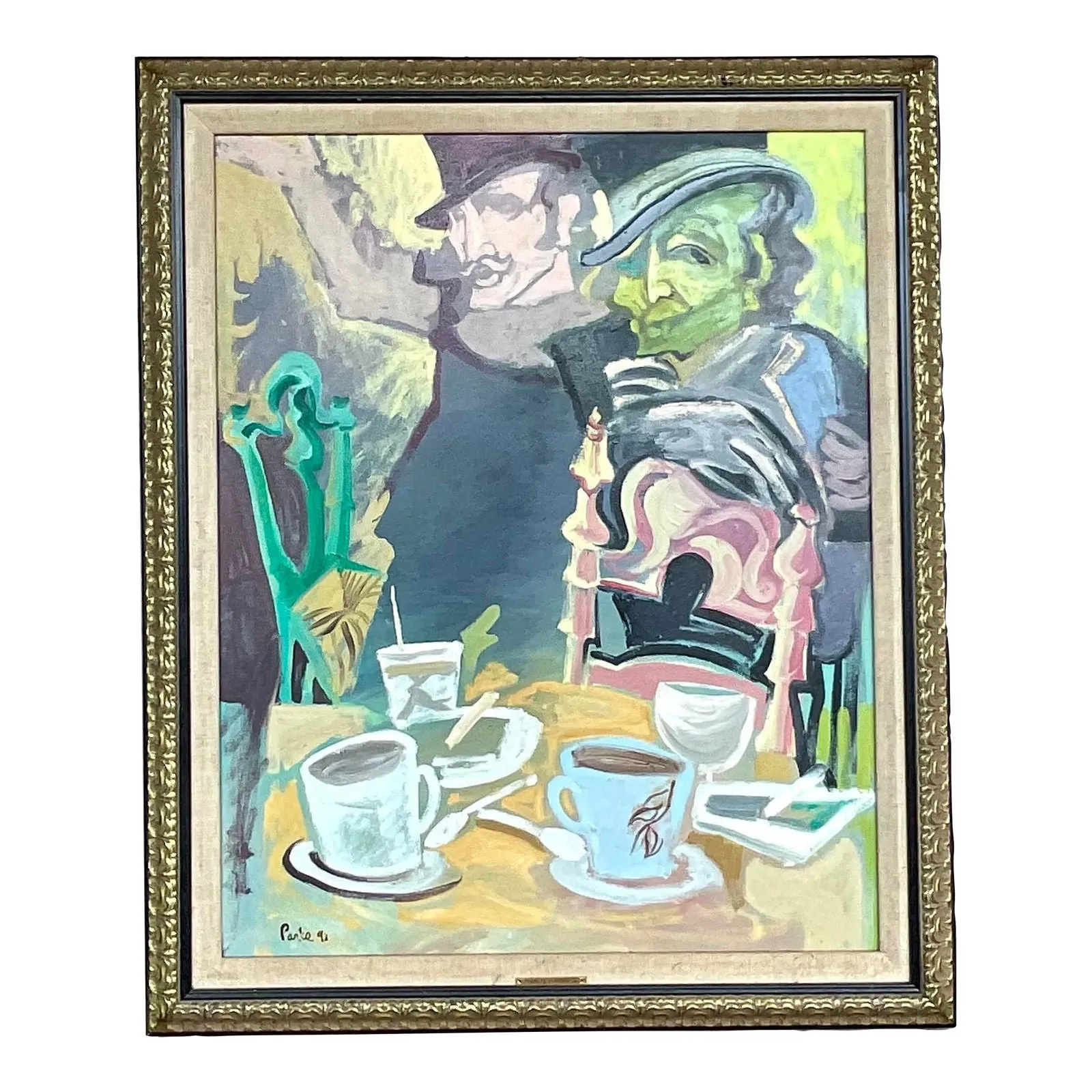 Vintage Boho Original Oil Painting on Canvas Signed — additional photo 8