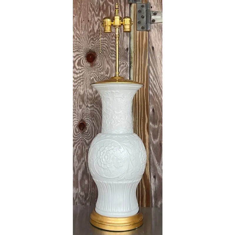 Vintage Regency Blanc De Chine Glazed Ceramic Lamp — additional photo 3