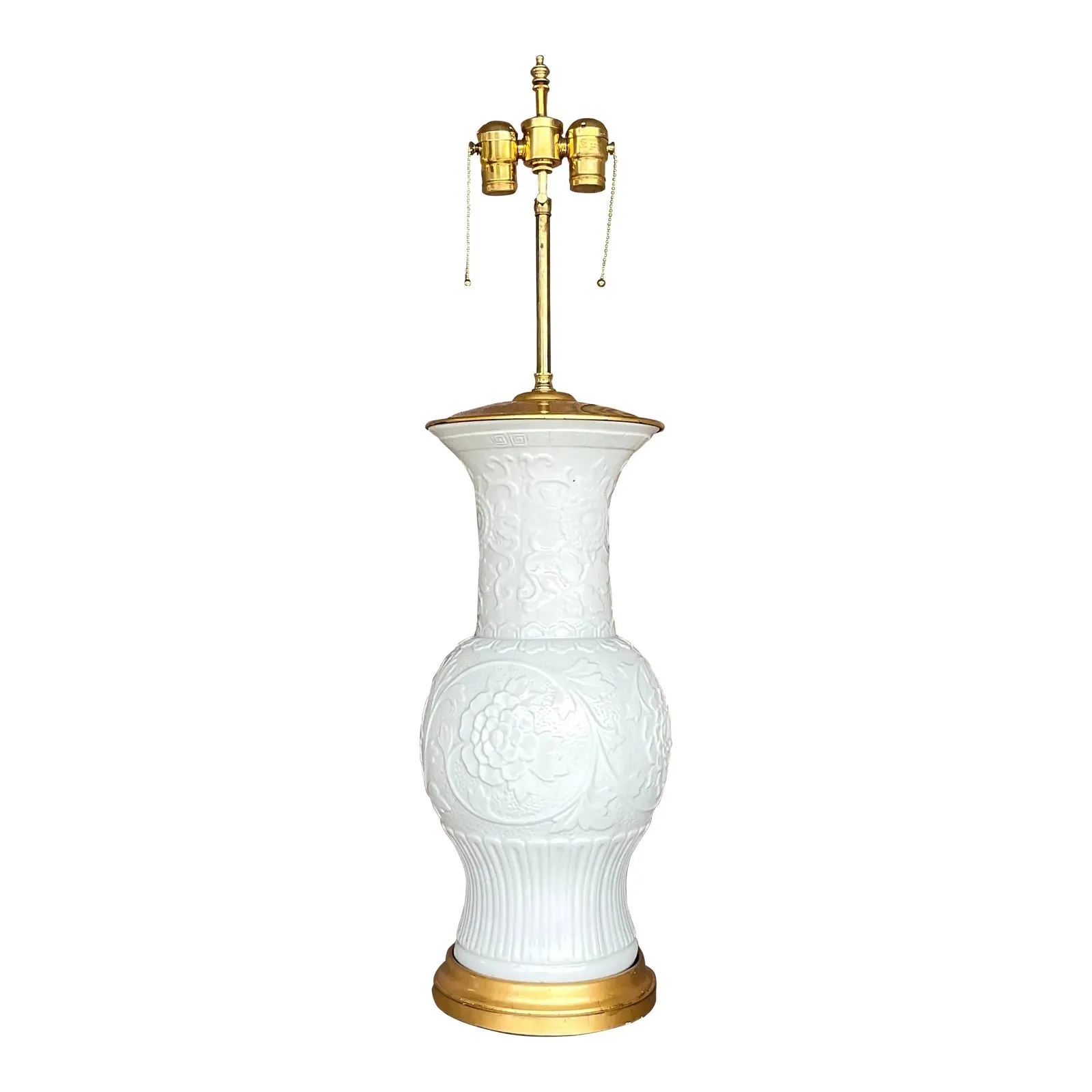 Vintage Regency Blanc De Chine Glazed Ceramic Lamp