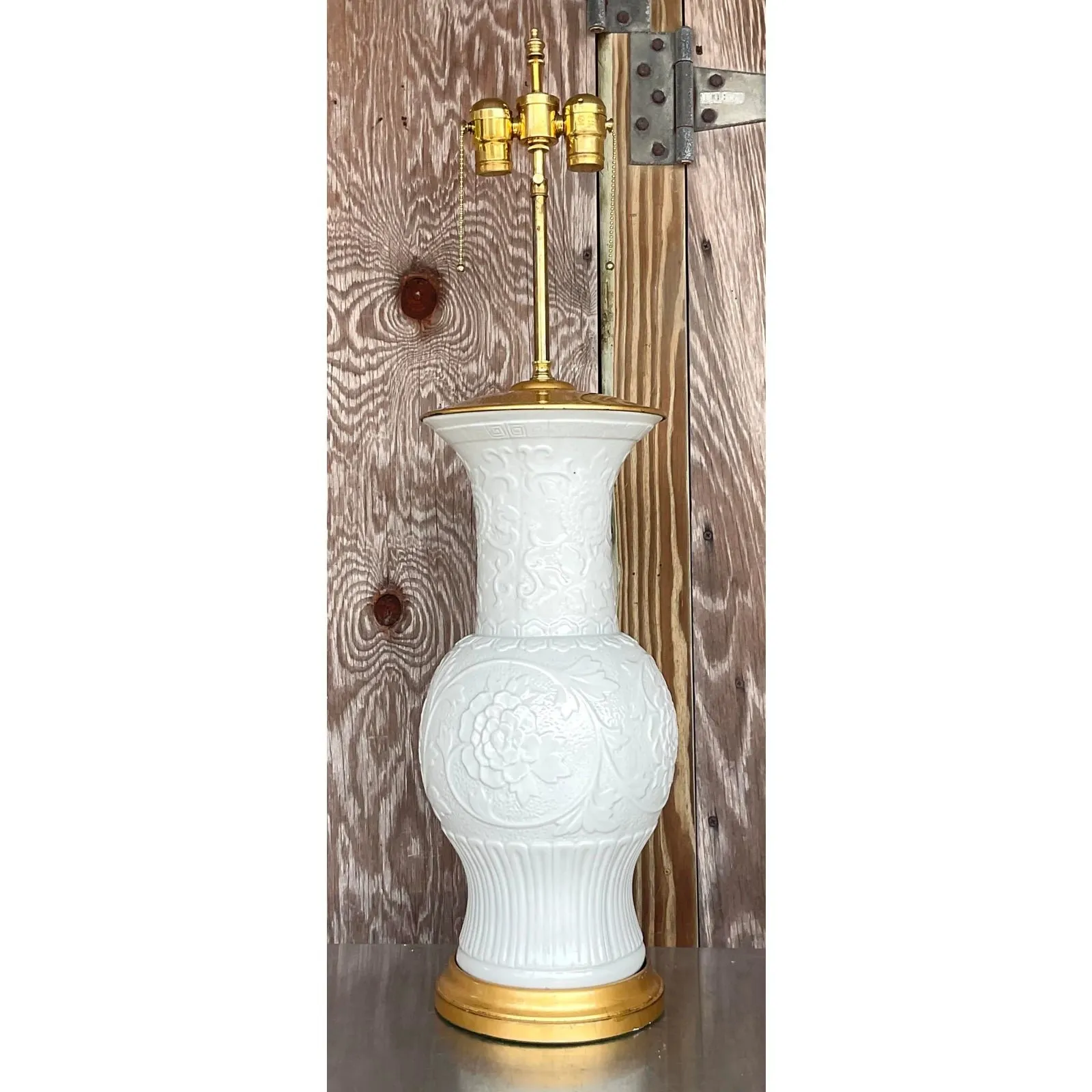 Vintage Regency Blanc De Chine Glazed Ceramic Lamp — additional photo 6