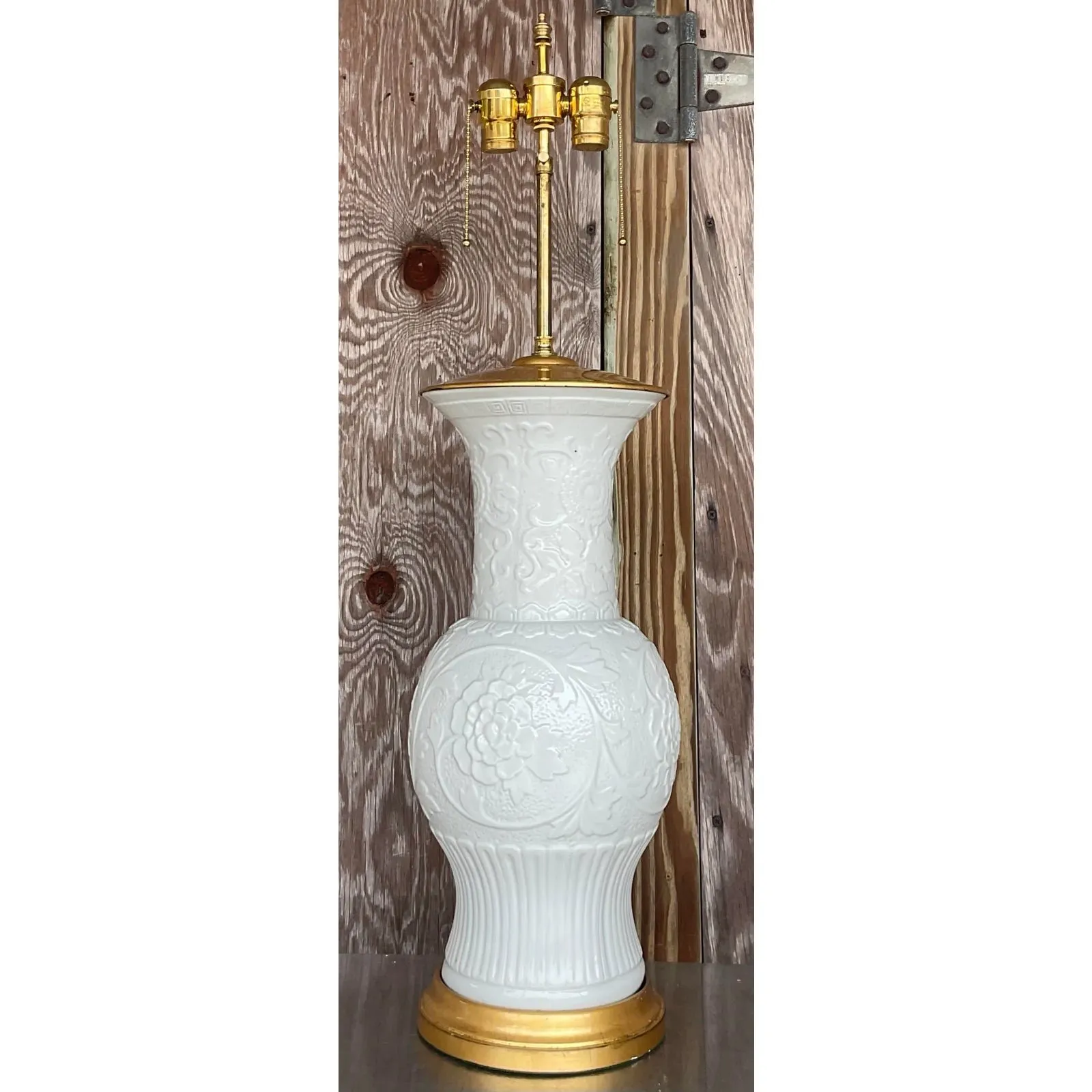 Vintage Regency Blanc De Chine Glazed Ceramic Lamp — additional photo 7