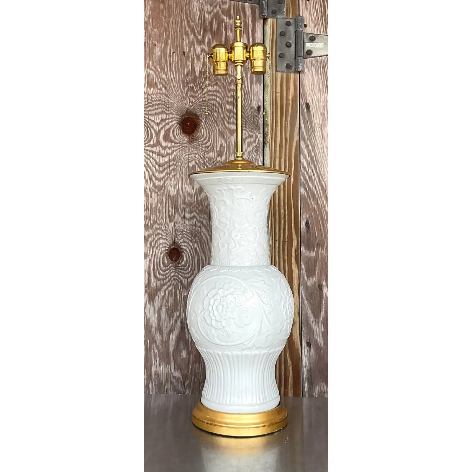 Vintage Regency Blanc De Chine Glazed Ceramic Lamp — additional photo 8