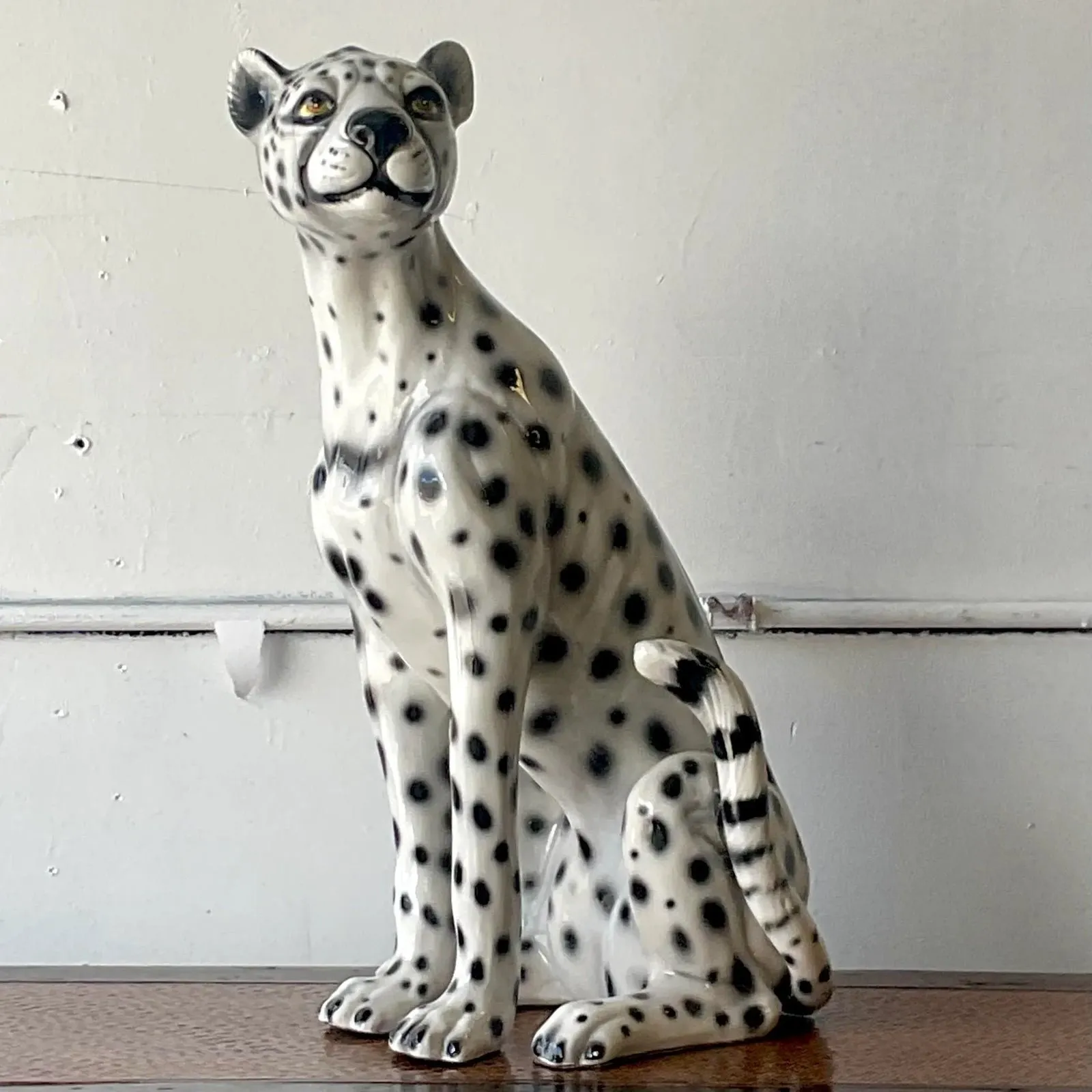 Vintage Boho Italian Glazed Ceramic Cheetah — additional photo 3