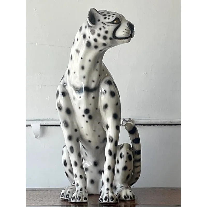 Vintage Boho Italian Glazed Ceramic Cheetah — additional photo 4