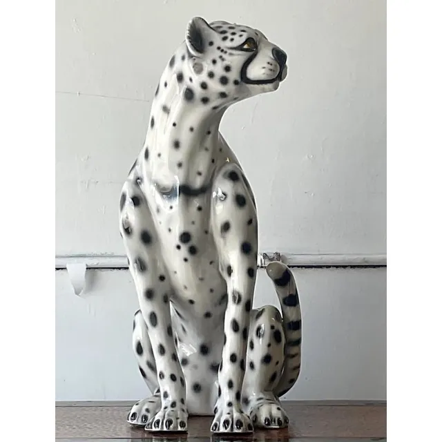 Vintage Boho Italian Glazed Ceramic Cheetah — additional photo 5