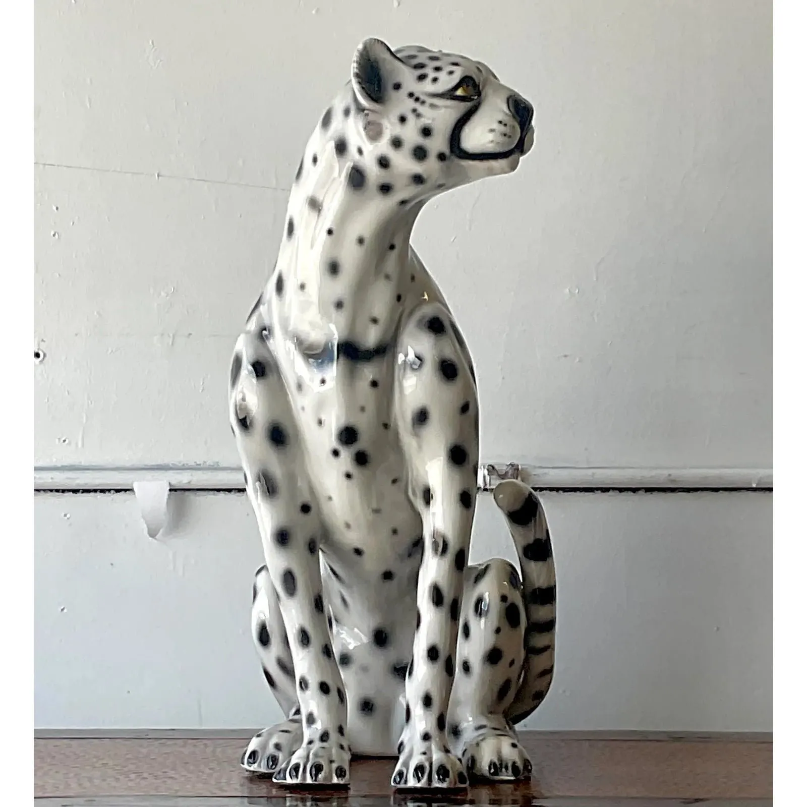 Vintage Boho Italian Glazed Ceramic Cheetah — additional photo 6