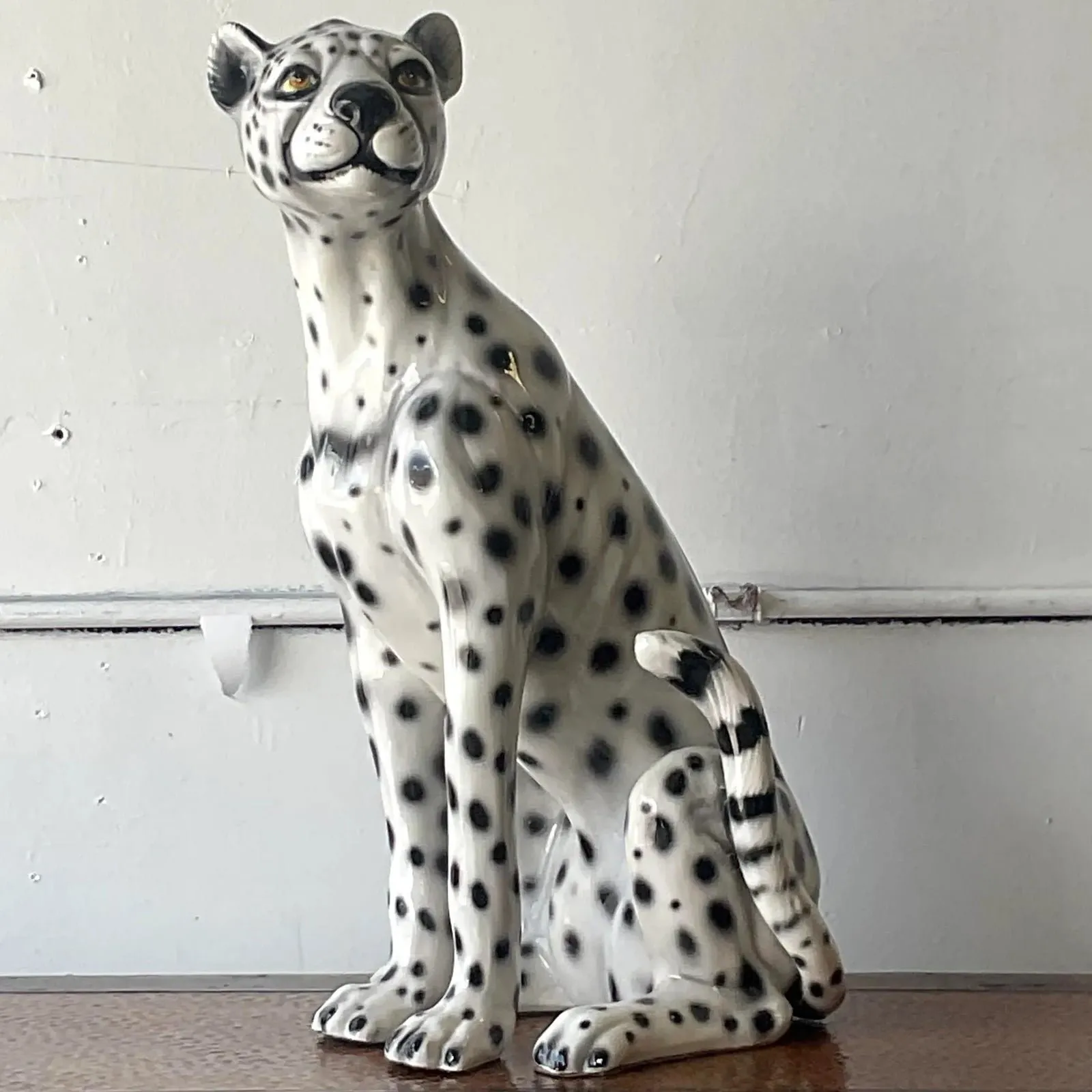 Vintage Boho Italian Glazed Ceramic Cheetah — additional photo 7
