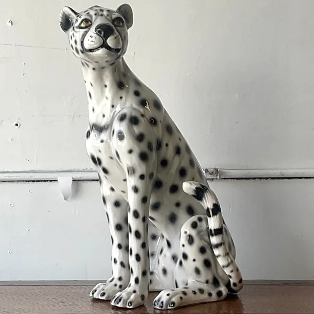 Vintage Boho Italian Glazed Ceramic Cheetah — additional photo 7