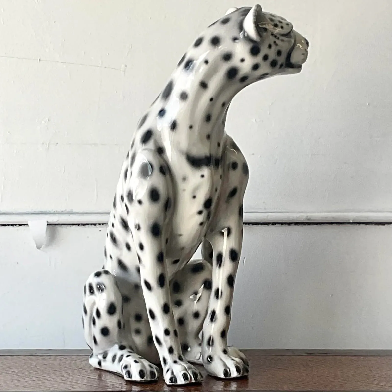 Vintage Boho Italian Glazed Ceramic Cheetah — additional photo 8