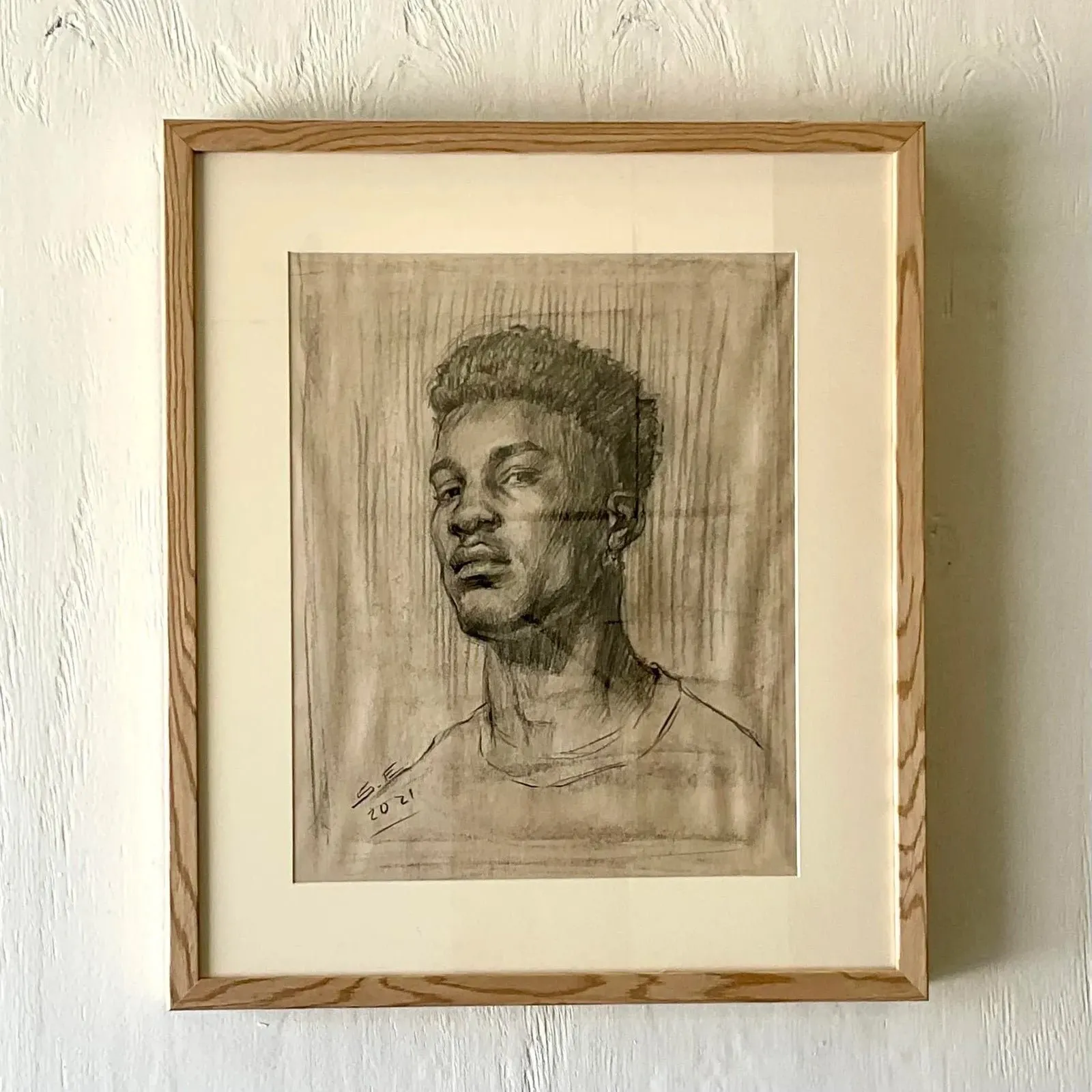 Vintage Portrait Original Pencil Drawing of a Young Man — additional photo 1