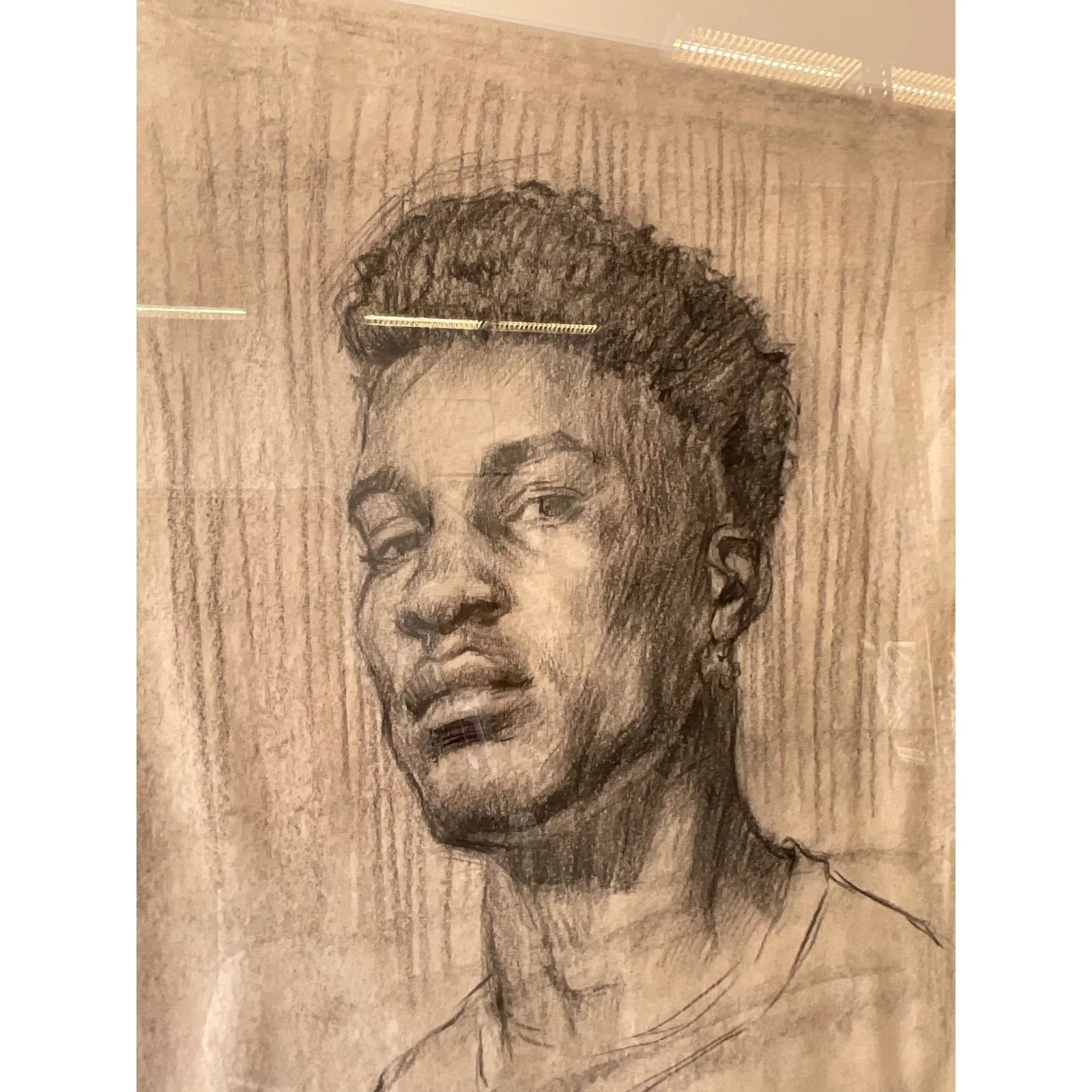 Vintage Portrait Original Pencil Drawing of a Young Man — additional photo 2