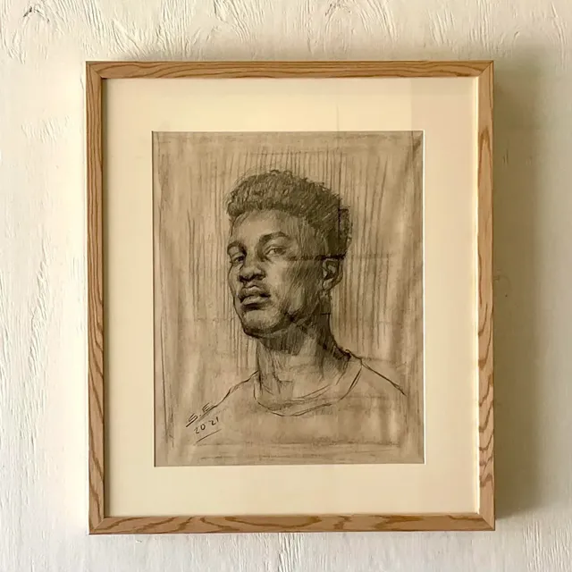 Vintage Portrait Original Pencil Drawing of a Young Man — additional photo 4