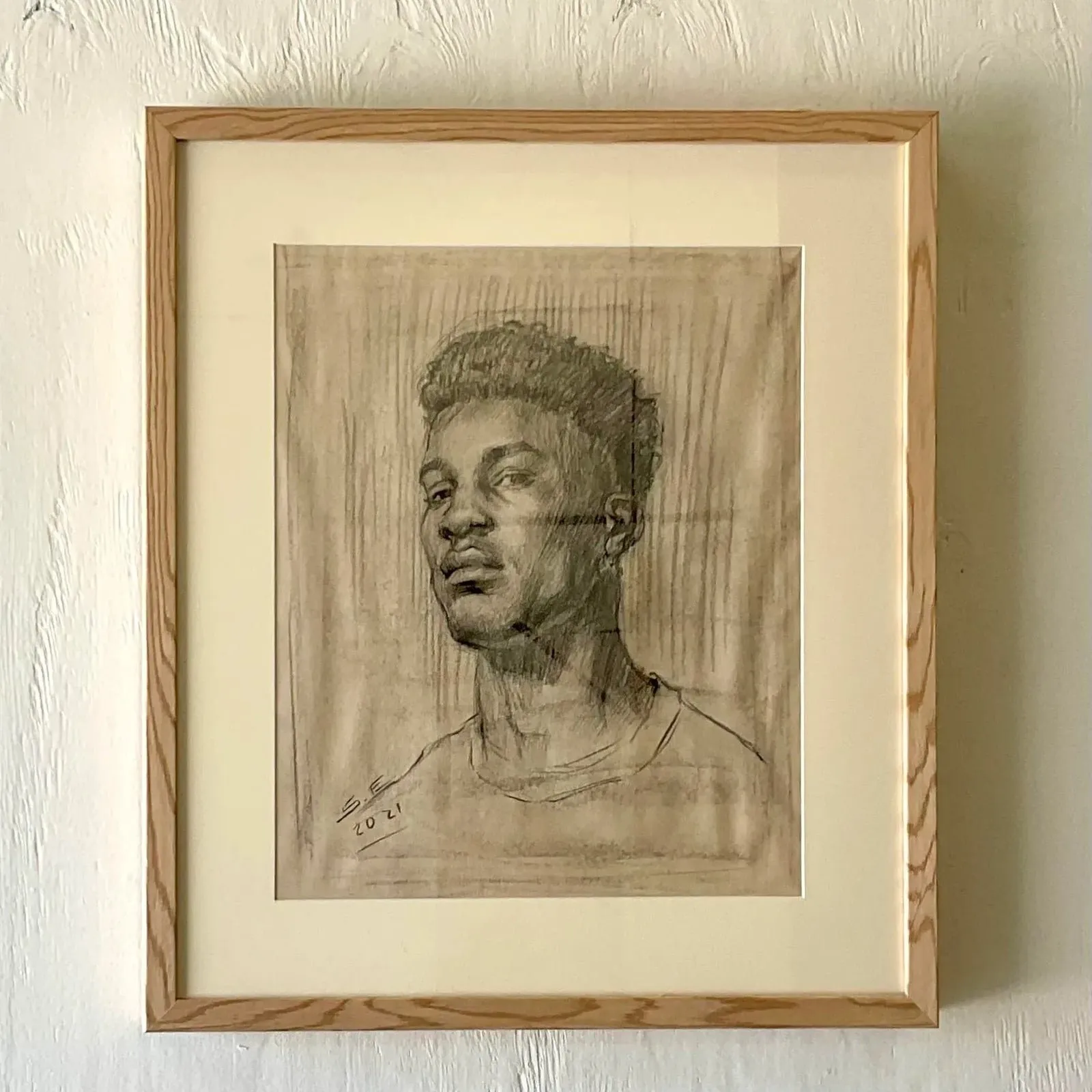 Vintage Portrait Original Pencil Drawing of a Young Man — additional photo 5