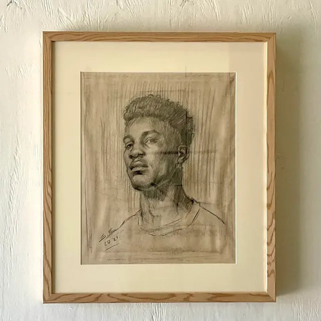 Vintage Portrait Original Pencil Drawing of a Young Man — additional photo 5