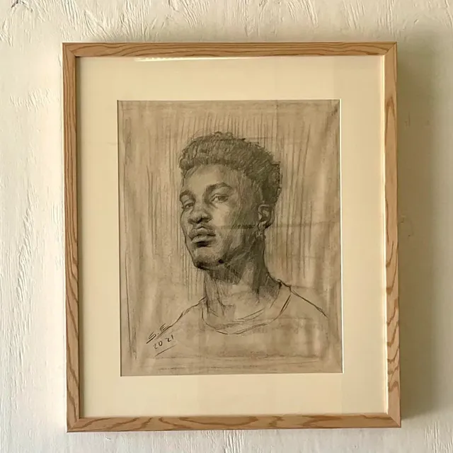 Vintage Portrait Original Pencil Drawing of a Young Man — additional photo 8