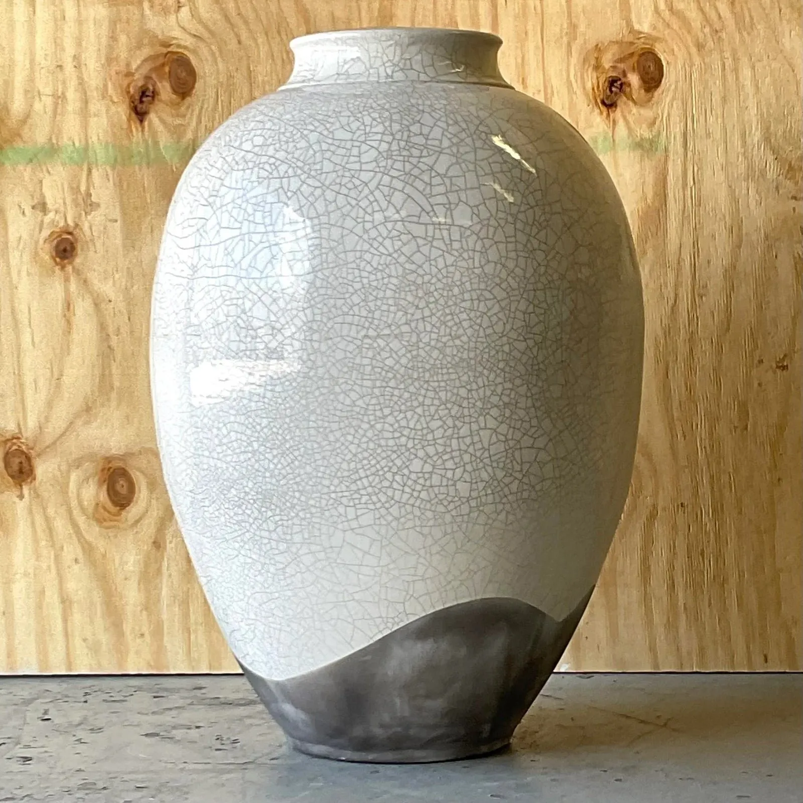 Vintage Boho Crackle Glaze Raku Floor Vase — additional photo 4