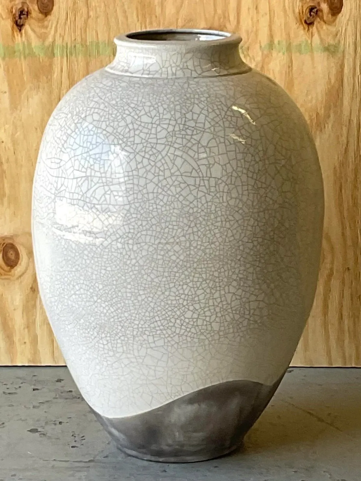Vintage Boho Crackle Glaze Raku Floor Vase — additional photo 4