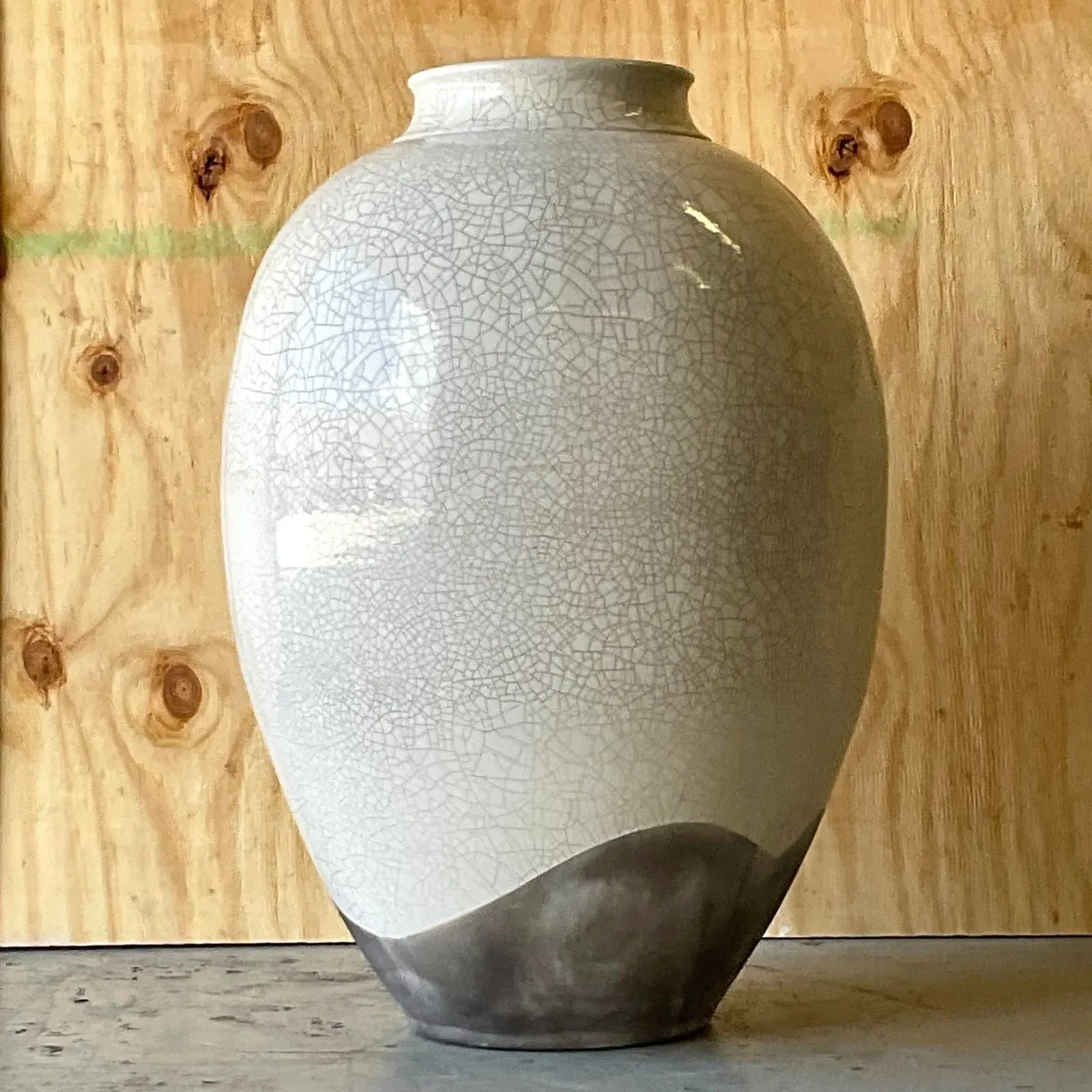Vintage Boho Crackle Glaze Raku Floor Vase — additional photo 6