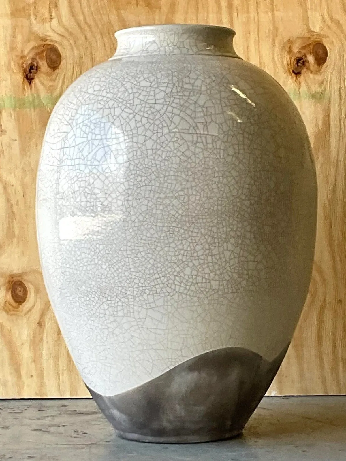 Vintage Boho Crackle Glaze Raku Floor Vase — additional photo 5