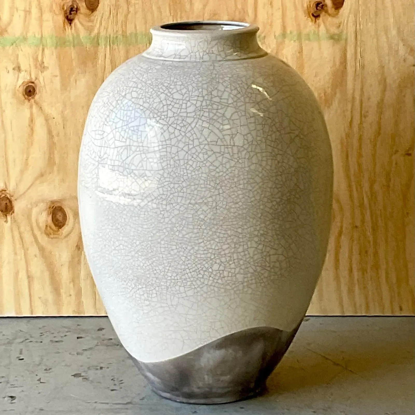 Vintage Boho Crackle Glaze Raku Floor Vase — additional photo 8
