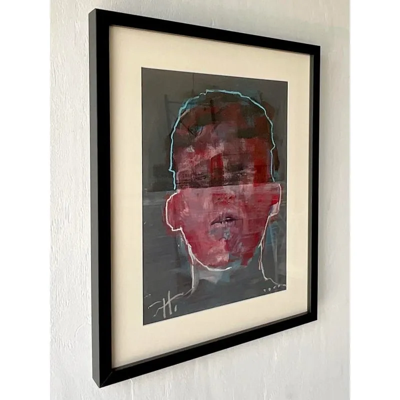 Vintage Abstract Original Signed Oil Portrait Painting on Paper — additional photo 4