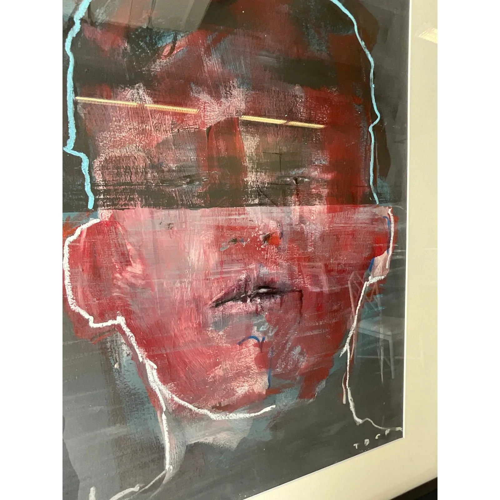 Vintage Abstract Original Signed Oil Portrait Painting on Paper — additional photo 5