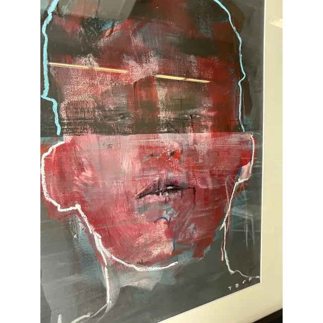 Vintage Abstract Original Signed Oil Portrait Painting on Paper — additional photo 5