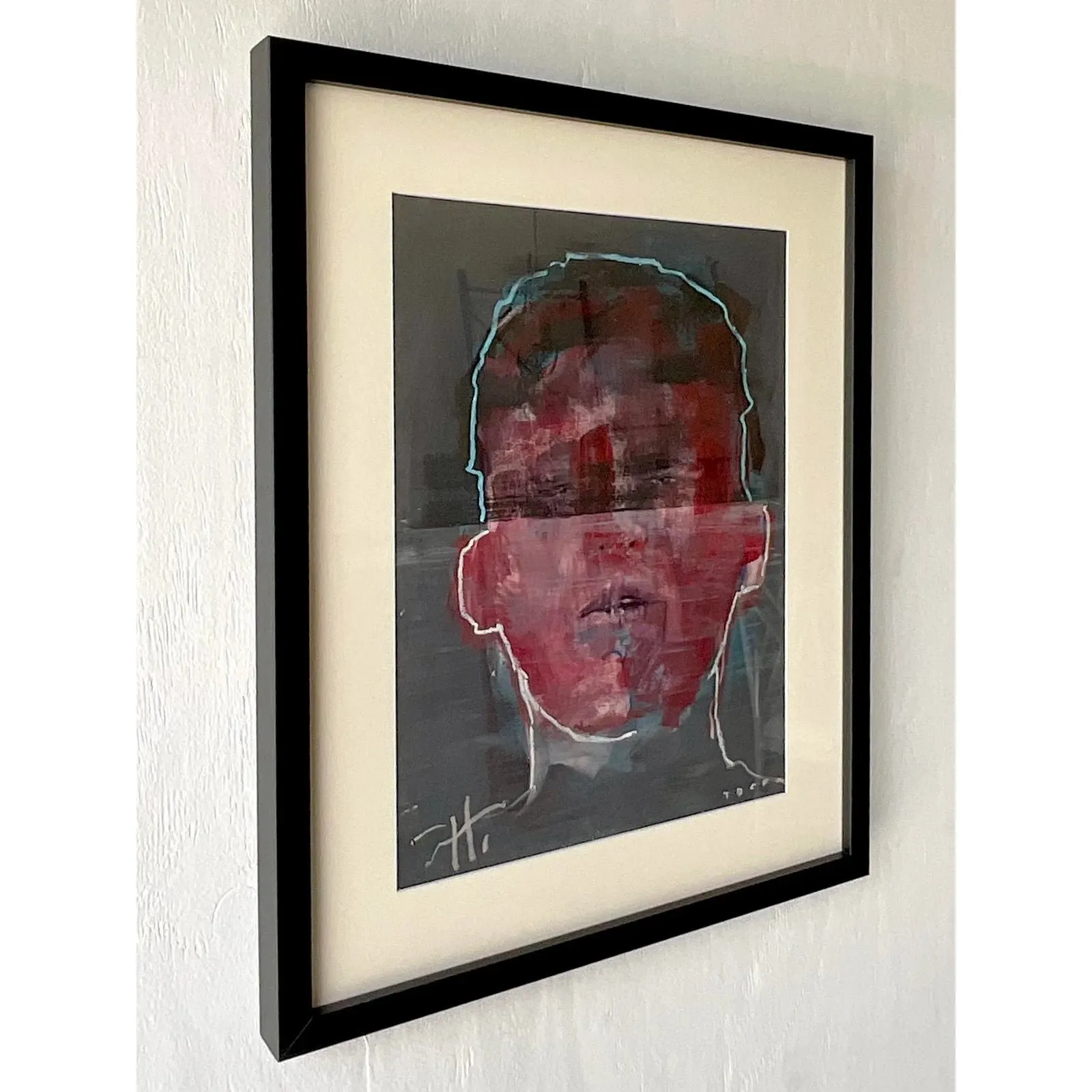 Vintage Abstract Original Signed Oil Portrait Painting on Paper — additional photo 2