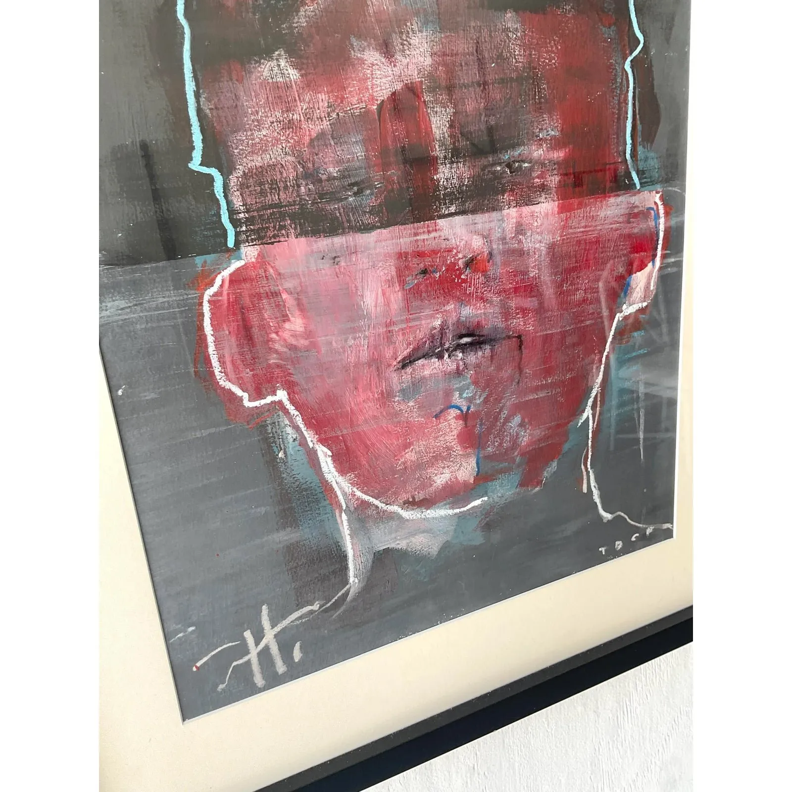 Vintage Abstract Original Signed Oil Portrait Painting on Paper — additional photo 8