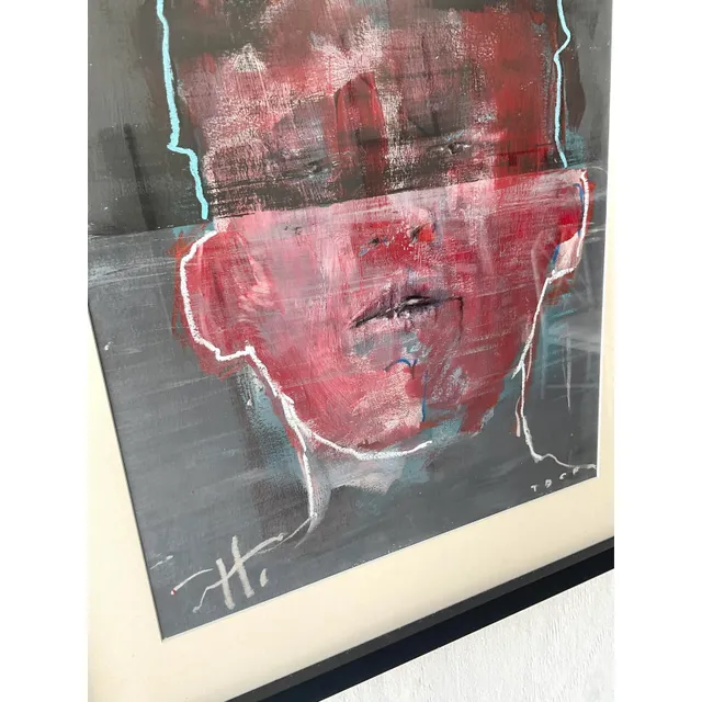 Vintage Abstract Original Signed Oil Portrait Painting on Paper — additional photo 8