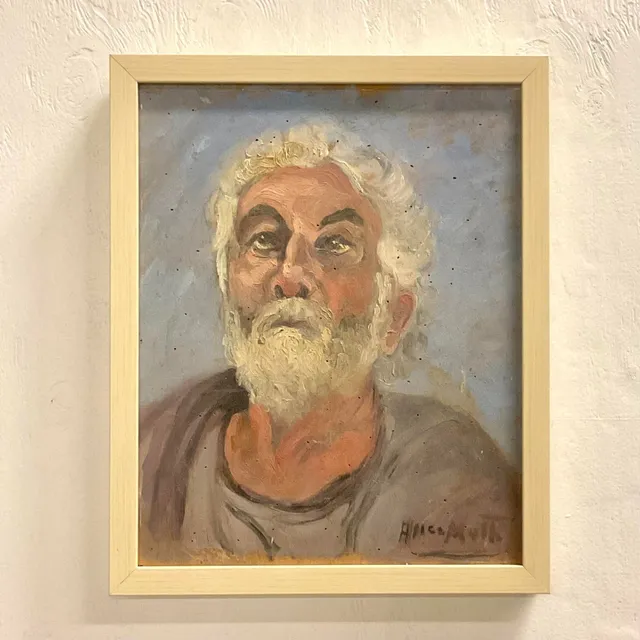 Vintage Boho Signed Original Oil Portrait on Board — additional photo 1