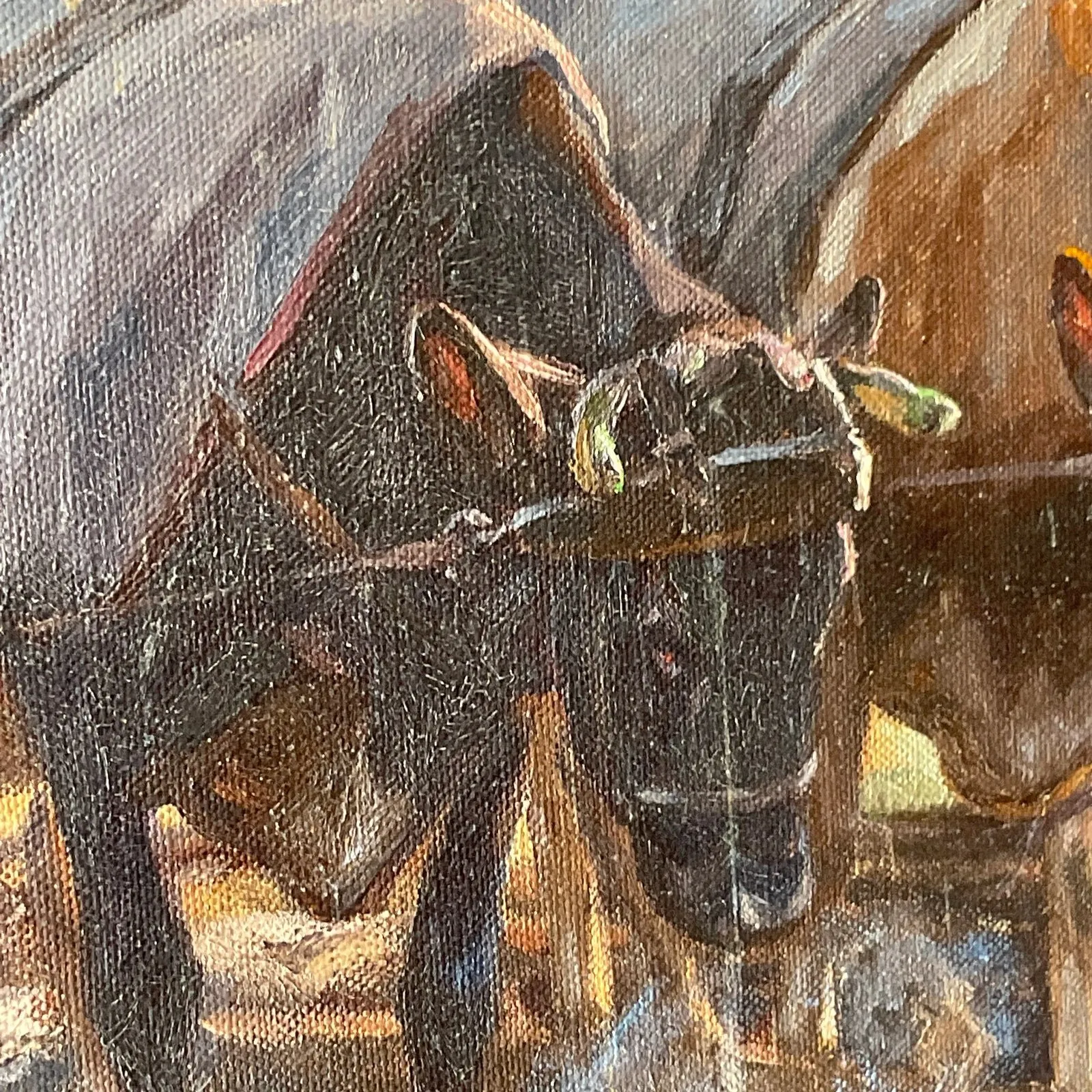 Vintage Boho Original Oil Pastoral Painting Signed Eugen Osswald — additional photo 5